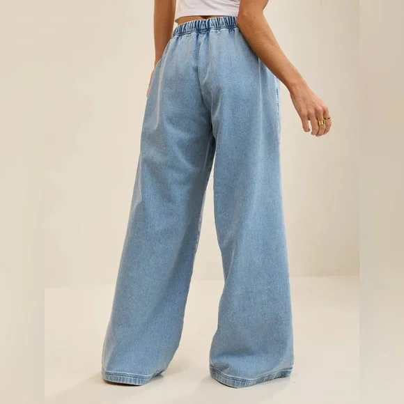 NWT Aerie Daydream Denim Stretch Pull On Trouser in Medium Indigo Wash | Small - Picture 2 of 11